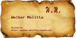 Welker Melitta névjegykártya